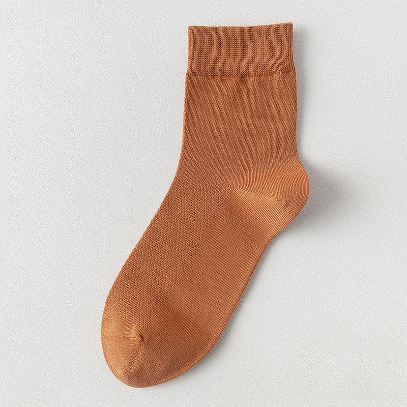 Men Spring and Summer Thin Cotton Pure Color Mesh Anti Bacterial Deodorant Socks
