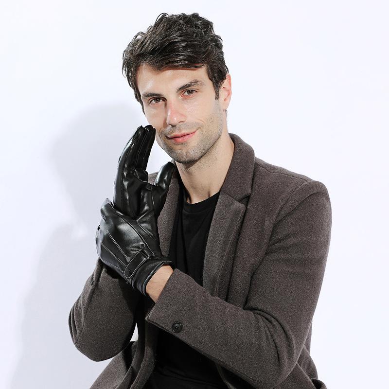 Men's Autumn and Winter Warm Fleece Cold and Windproof Riding Gloves