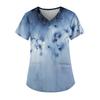 Tops estampados casuais da moda com decote em V feminino e roupas de trabalho protetoras