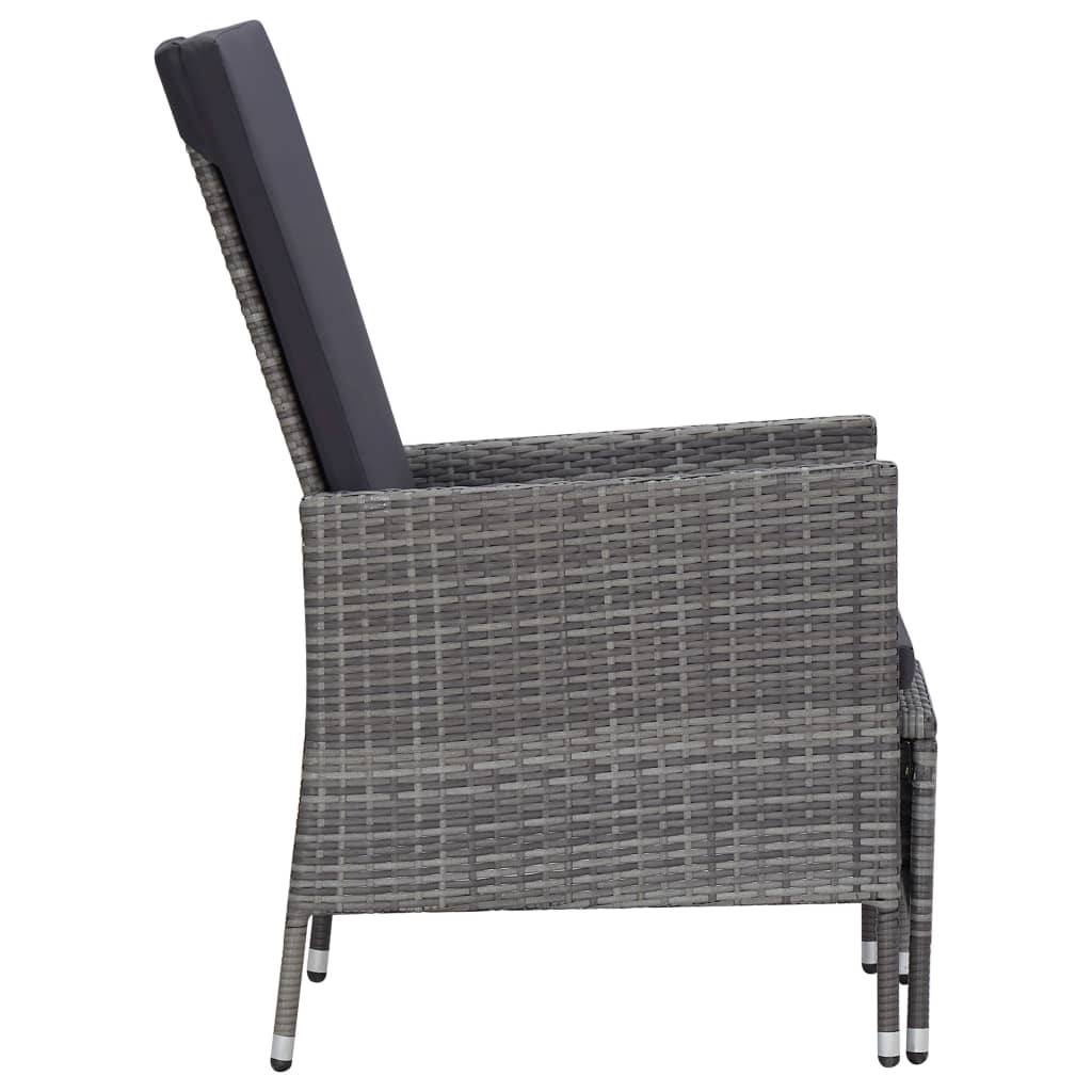 vidaXL 2-tlg. Garten-Lounge-Set mit Kissen Poly Rattan Grau