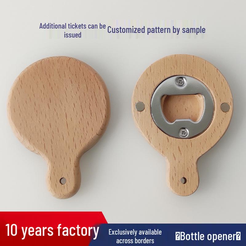 Engraved Beech Wood Magnetic Bottle Opener and Refrigerator Magnet