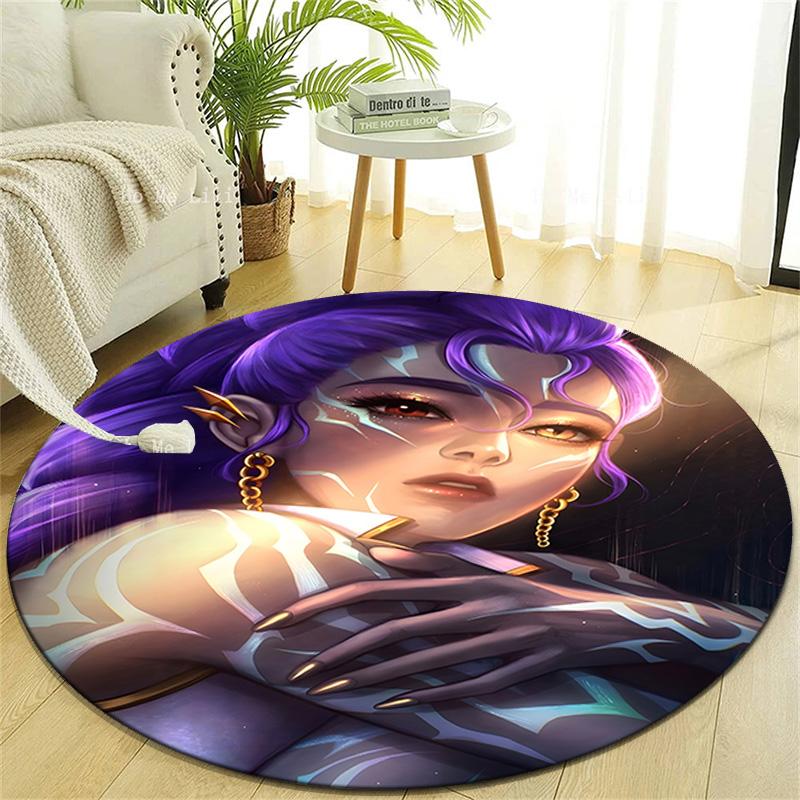 1pc KPop Demon Hunters RUMI5 Design Printed Area Round Carpet for Bedroom Living Room Home Decor Rugs Mat Non Slip Mat Rug for Bedside