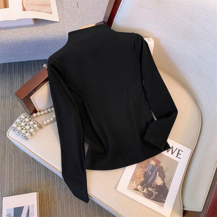 

2025 Women s Autumn Slimming German Velvet Semi-High Neck Long Sleeve Top 2XL
