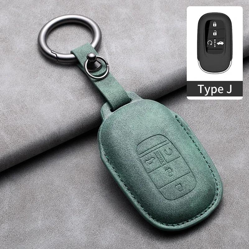 Leather Cover Protector Holder Car Remote Key Case Fob for Honda Civic Accord HR-V CR-V CRV 2 3 4 Buttons Keychain Accessories
