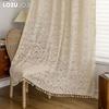 1PC LOZUJOJU French Romantic Style Tulle Beige Hollow Out Fringe Edge Jacquard Sheer Curtain for Living Room Bedroom Balcony Window Home Decor