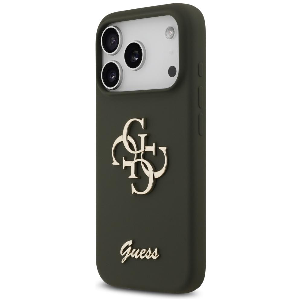 Guess Silikon Big 4G Script Hülle für iPhone 17 Pro Max Khaki