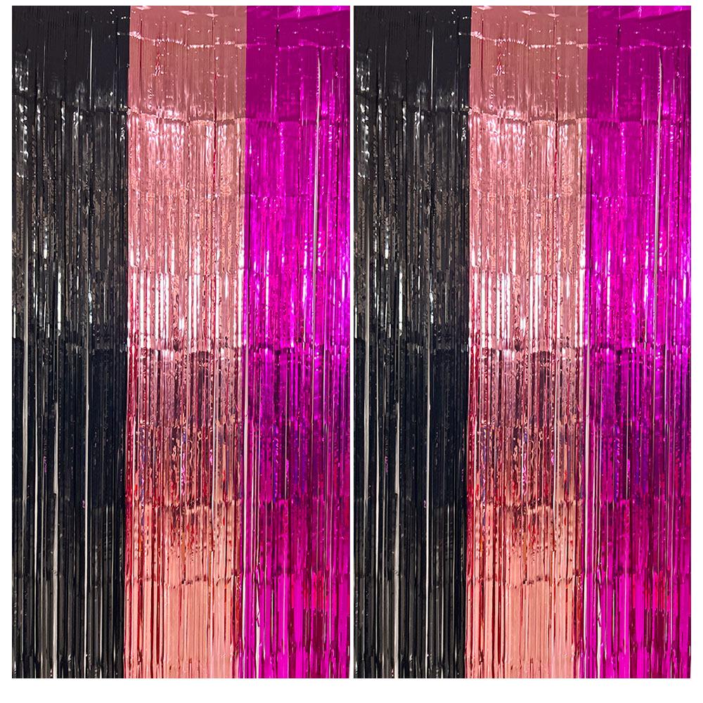Color-Block Tinsel Curtain 1x2m - Festive Background for Christmas, Halloween, and Birthdays