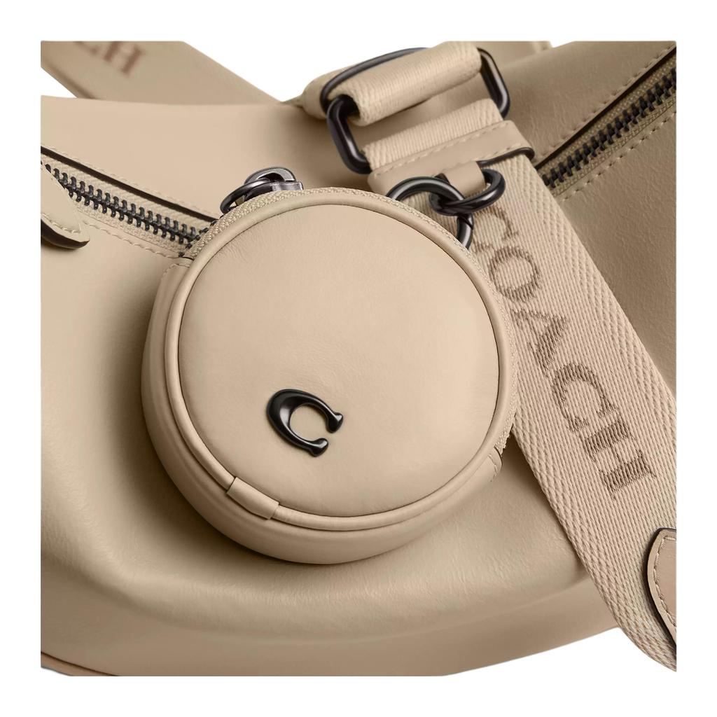 Coach Hall 29 Solid Color Zipper Closure Leather Shoulder Crossbody Bag Large Women Bags Ivory CY754-VT5