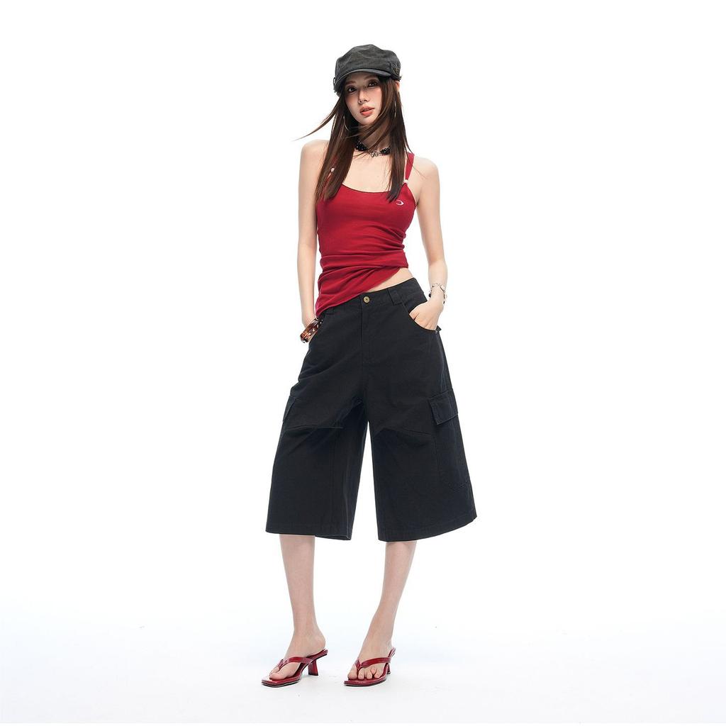 High Waist Loose Multi Pocket Cropped Capri Pants For Women Casual Trousers Trendy Versatile Loose Straight Slimming FigureFlattering Style