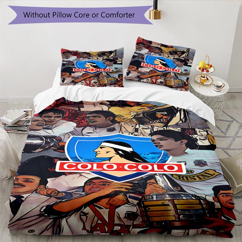 3 pièces Équipe de Football (34) Ensemble de housses de couette - Literie imprimée HD avec 1 housse et 2 taies d'oreiller - Parfait pour la décoration de la maison et des dortoirs
