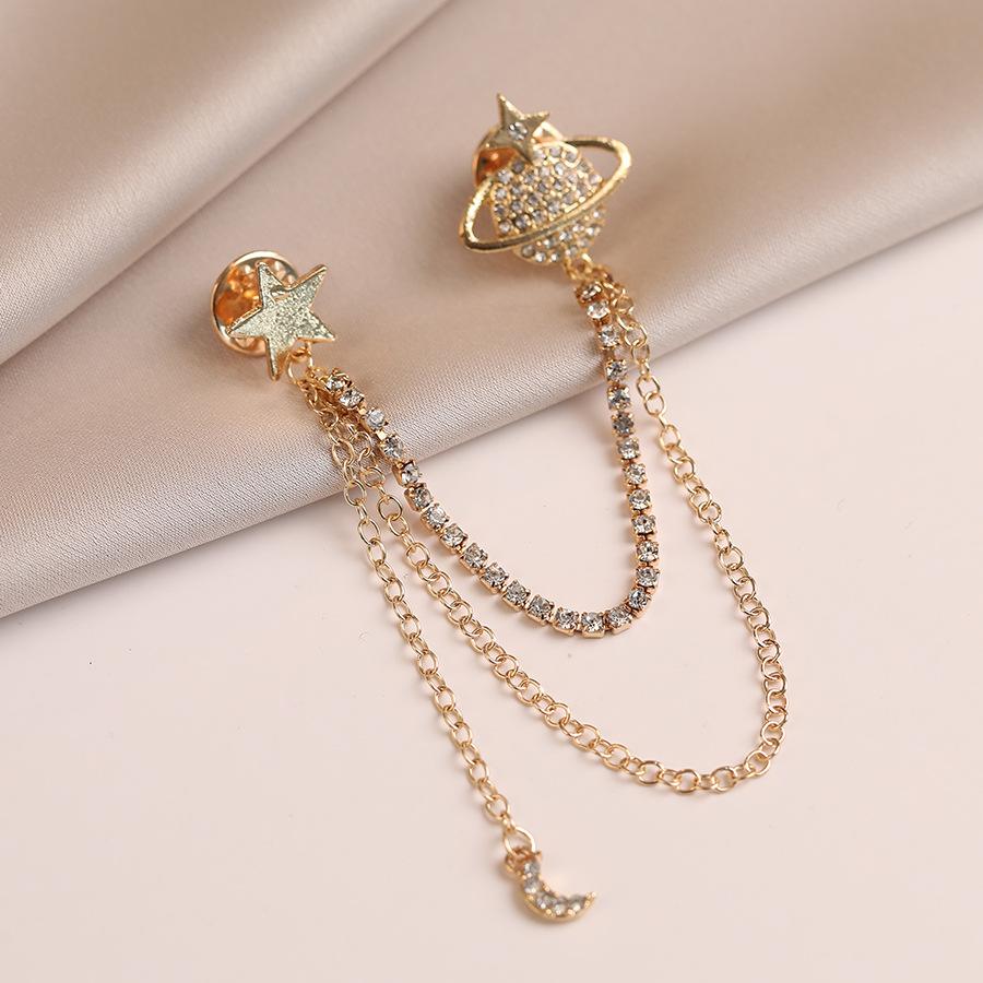 Брошь-цепочка Планета Женственность Универсальная Стразы Кисточка Булавка Простой Модный Подвеска Аксессуары для Одежды