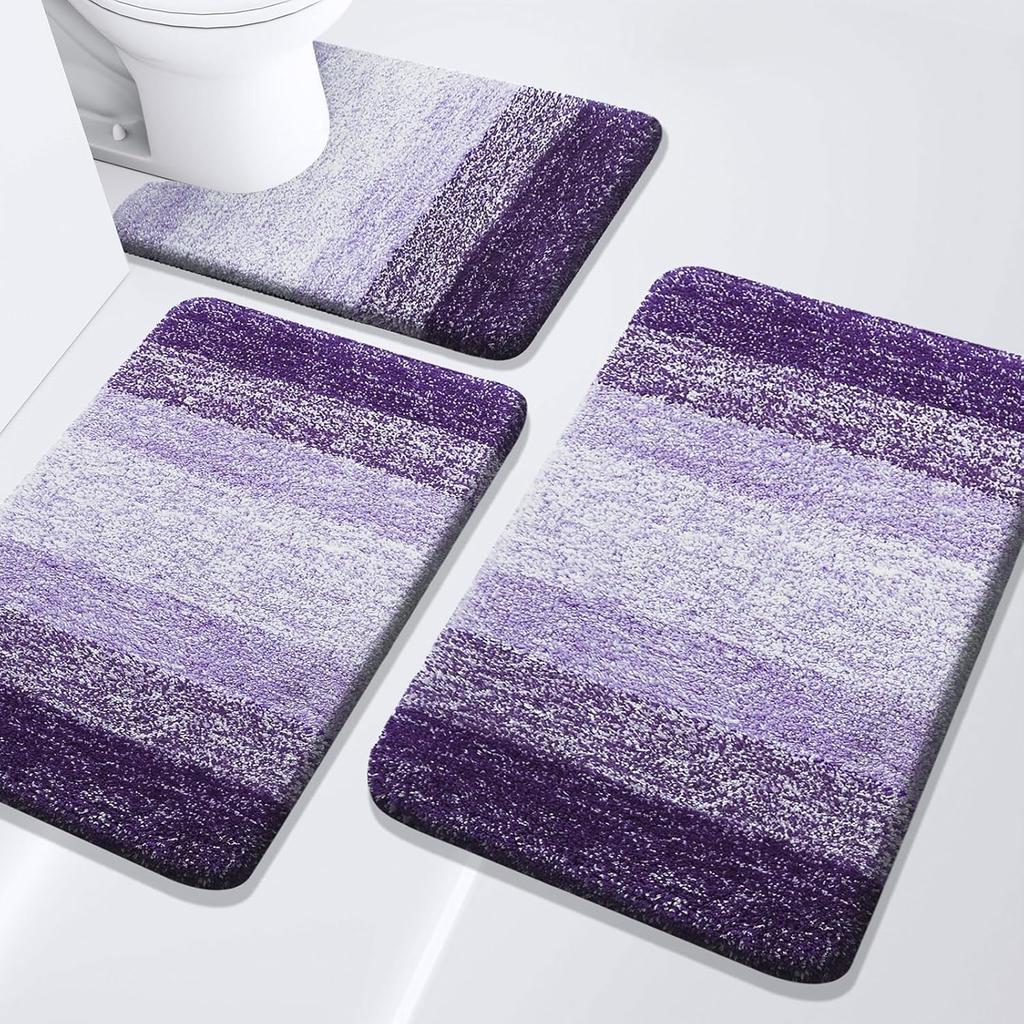 Bathroom Rugs Set 3 Piece, Extra Soft and Absorbent Bath Rugs, Machine Wash Dry Bath Mats for Bathroom, Toilet