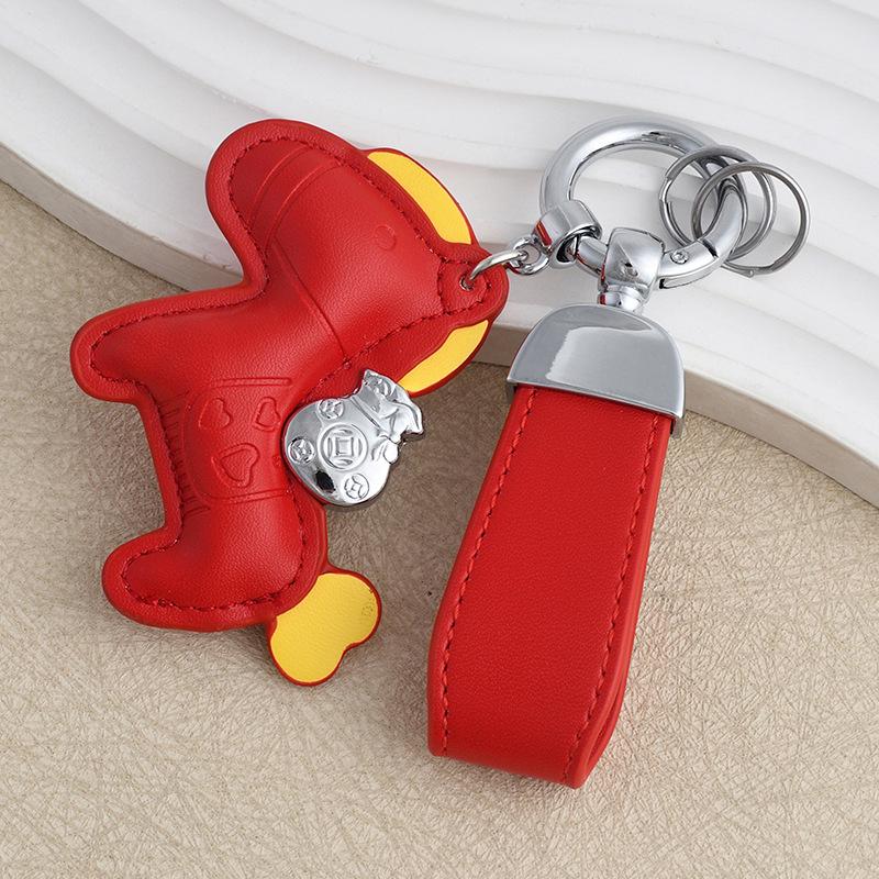 Instant Wealth Leather Keychain: Cartoon Pony Bag Charm & Couple Car Pendant - New Year Gift