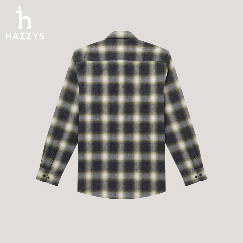 HAZZYS Men's Gradient Plaid Brushed Cotton Long-Sleeve Shirt