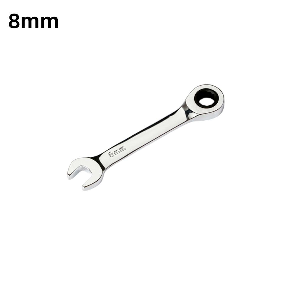 

EY# Stubby Ratcheting Wrench CR-V Steel Metric Ratchet Wrench Auto Repair Tool (