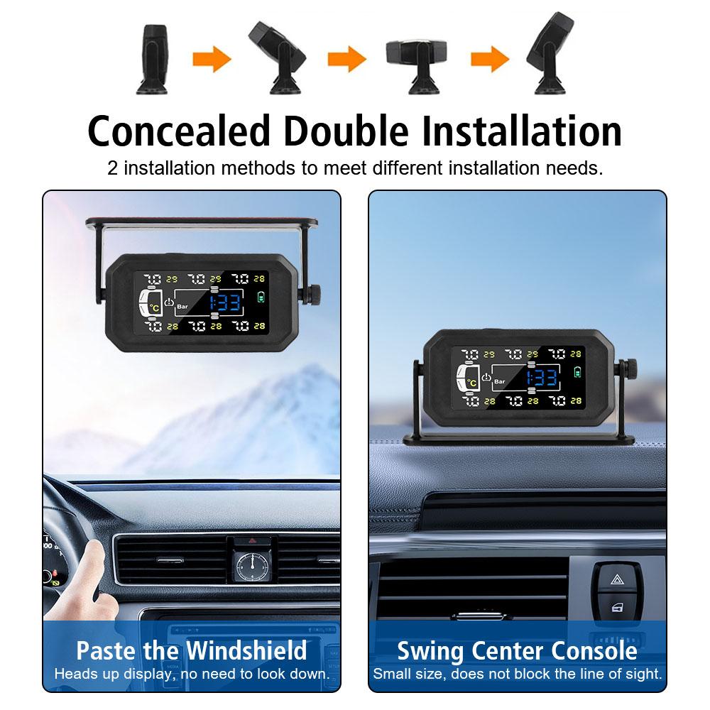 Intelligent Tyre Pressure Alarm Temperature Warning Fuel Save Truck Car Tyre Pressure Monitor Tire Pressure Monitoring System H13 6 External Sensors