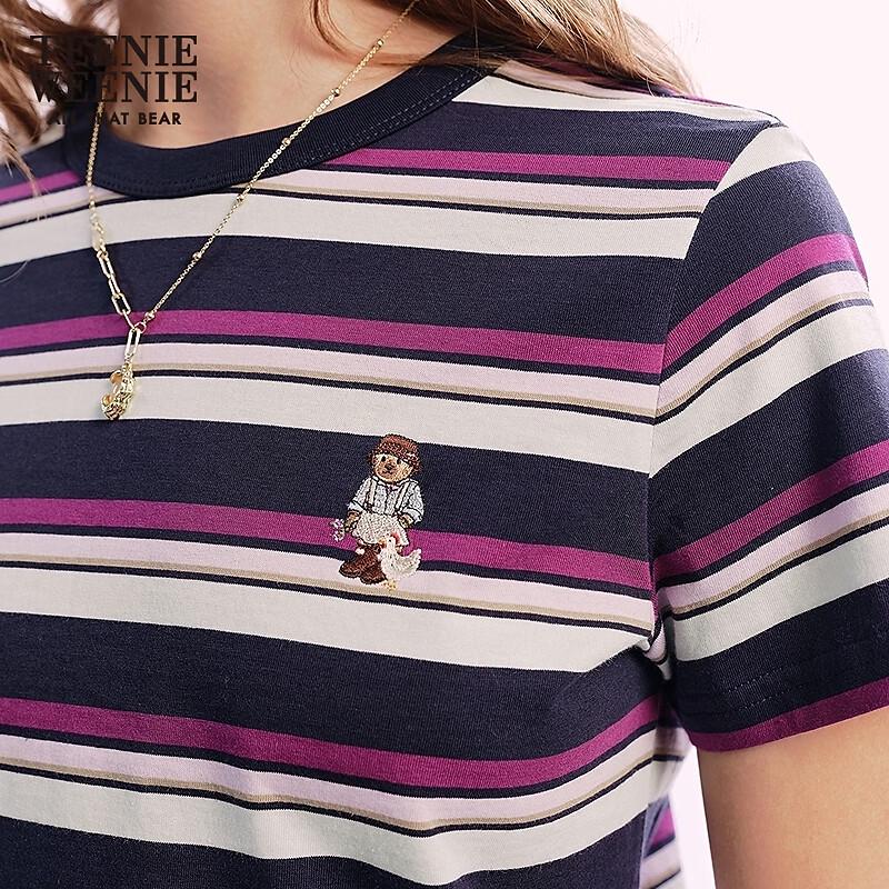 Teenie Weenie Women's Striped Bear Short Sleeve T-Shirt