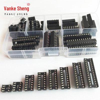 66PCS IC Chip Socket Sample Pack: 8 Types, Flat Feet, Total 66 Pieces