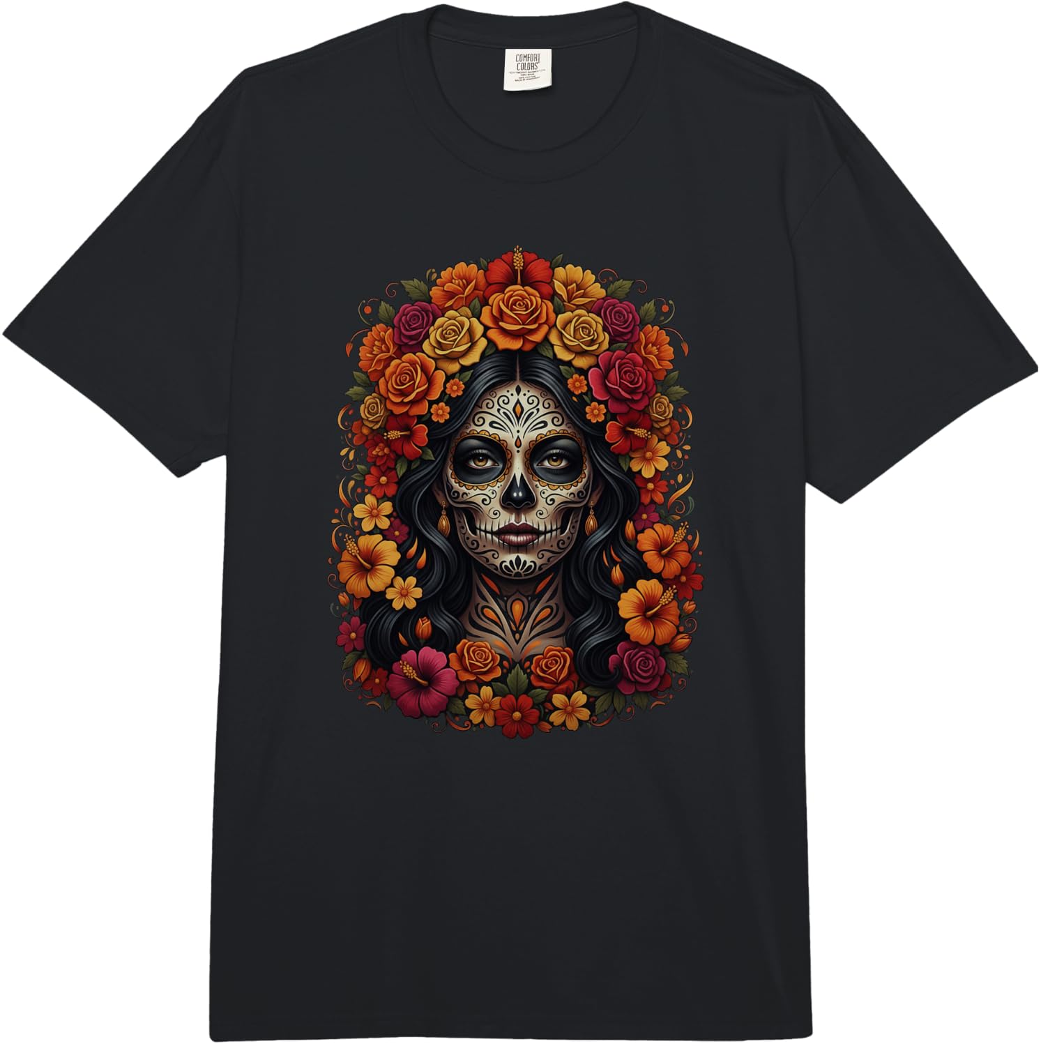 Dia De Los Muertos La Catrina Day of The Dead Sugar Skull Comfort Colors Adult Heavyweight T-Shirt XXXL