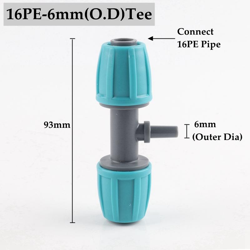 5pcs 16mm Garden Watering Hose Connectors Micro Irrigation PE Pipe Elbow Tee Straight Joints Agricultural Watering Kits Fittings
