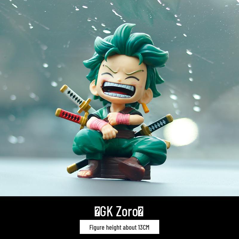 One Piece Anime Auto Mittelkonsolen Ornament mit Luffy & Zoro - Innenraumdekorationszubehör.