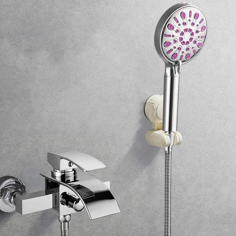 Shower Head Holder Wall Mount Vacuum Suction Bathroom Shower Head Holder Movable Adjustable Shower Grip Mount No Punching