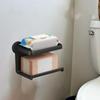 Paper Roll Toilet Paper Holder Wall Mounted Self-Adhesive Anti Rust Waterproof Belt Storage Tray Kitchen Tissue Holder