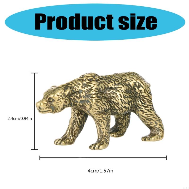62KD Classical Antique Finish Bear Figurine Solid Brass Animal MiniatureOrnament For Living Room Office Decorative Accent