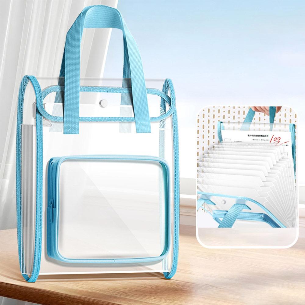 

Прозрачный бумажный органайзер для документов A4 Органайзер-сумка Новый органайзер-папка Хранение по темам синий