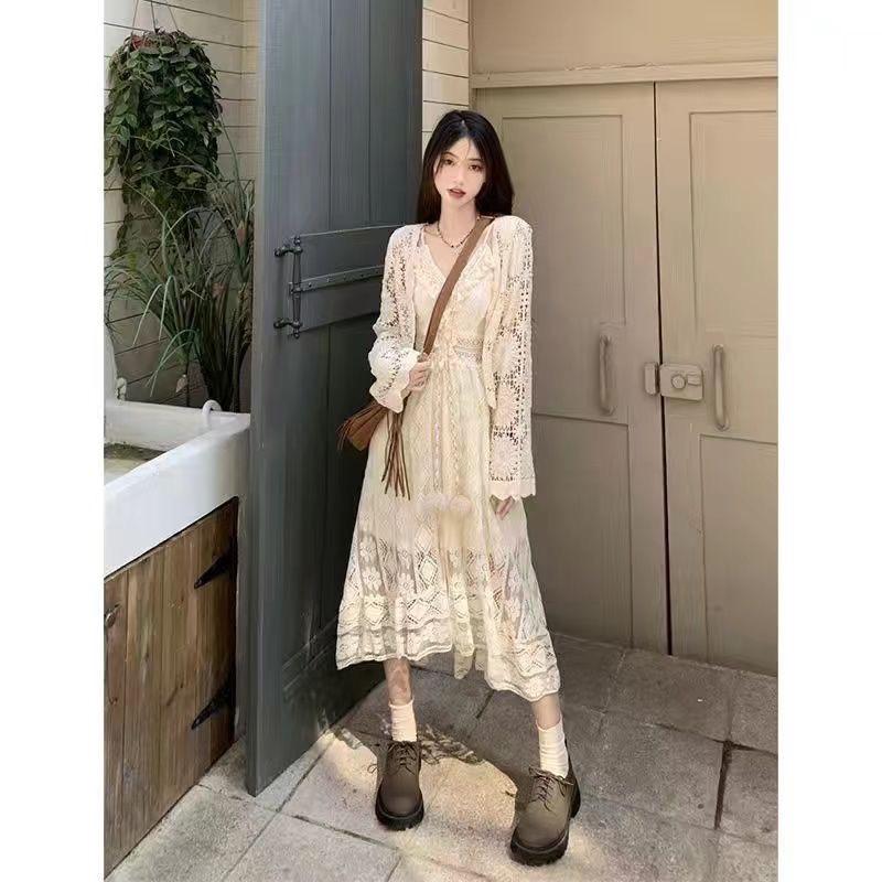 Bohemian Vintage Marble Spaghetti Strap Beach Dress