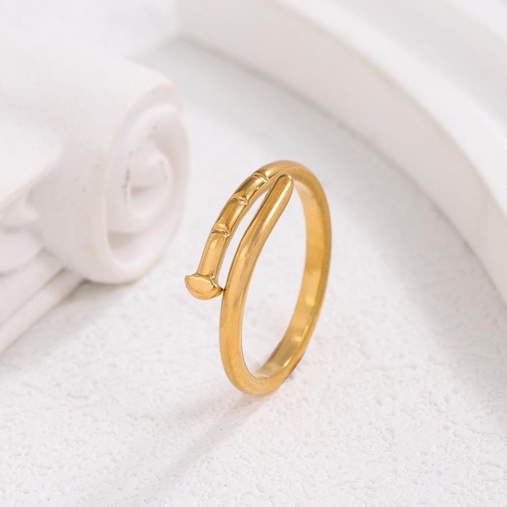 

Stainless Steel Smooth Double Gold-Plated for Woman Open Geometric Wedding Couple Rings Aesthetic Zircon Personality Fashion