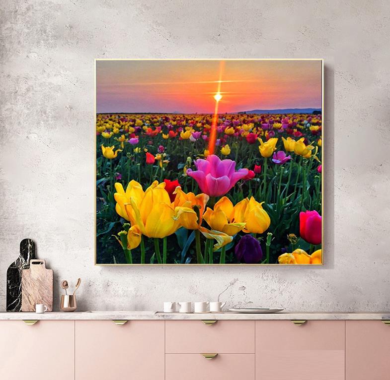 RUOPOTY DIY Frame Oil Painting By Numbers Tulip Flower Home Decor Acrylic Home Decor On Canvas Wall Art Picture For Living Room