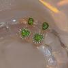 Zirconia Sparkling Green Crystal Love Heart Dangle Earrings Fashionable Summer Accessories Party Jewelry Birthday Gift for Women