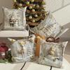 4Pcs Christmas Throw Pillow Cover White Santa Claus Snowman Xmas Tree Reindeer Cushion Cover Xmas Decorative Pillow Cover for Home Sofa Bed Couch