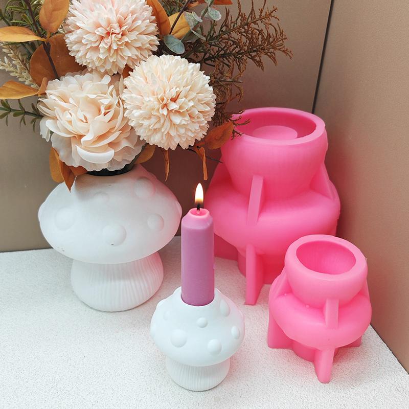 Candle Holder Mold Mushroom Shape Candle Holder Silicone Mold Silicone Mold Home Decoration Candlestick Base Mold Creative