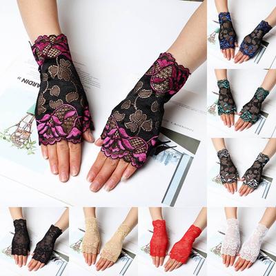 Damen Halbfingerhandschuhe Damen Anti-UV Spitzenhandschuhe Weibliche Fahrhandschuhe KTB