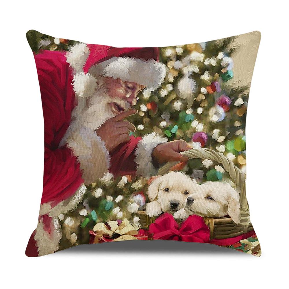 Weihnachtskissen Aquarell Cartoon Leinen Kissenbezug Europäischer Stil Nachttisch Kissenbezug Neuer Wohnstil