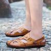 Plus Size 47 Summer Handmade Sandals Men's Authentic Leather Toe Box Hollow Out Shoes Casual Men's British Beach Shoes