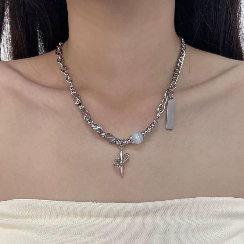 Heavyweight Stylish Cool Irregular Cross Star-shaped Necklace for Both Men and Women, Collar Chain