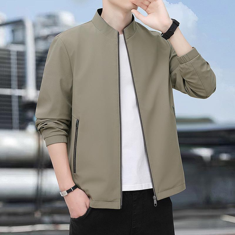 

Весенне-осенние мужские куртки со стойкой воротником, деловой кэжуал, одежда для пап среднего и пожилого возраста 5XL чёрный