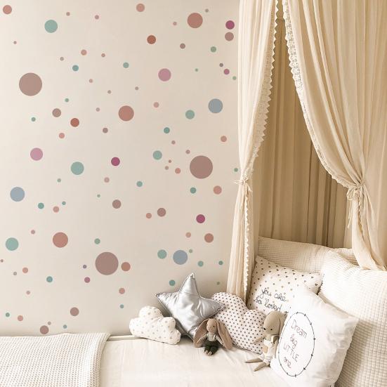 3 Pcs Bohemian Painted Dots Wall Stickers, Artistic Kids Room Decor with Self-Adhesive Removable PVC, Waterproof Peel and Stick Art