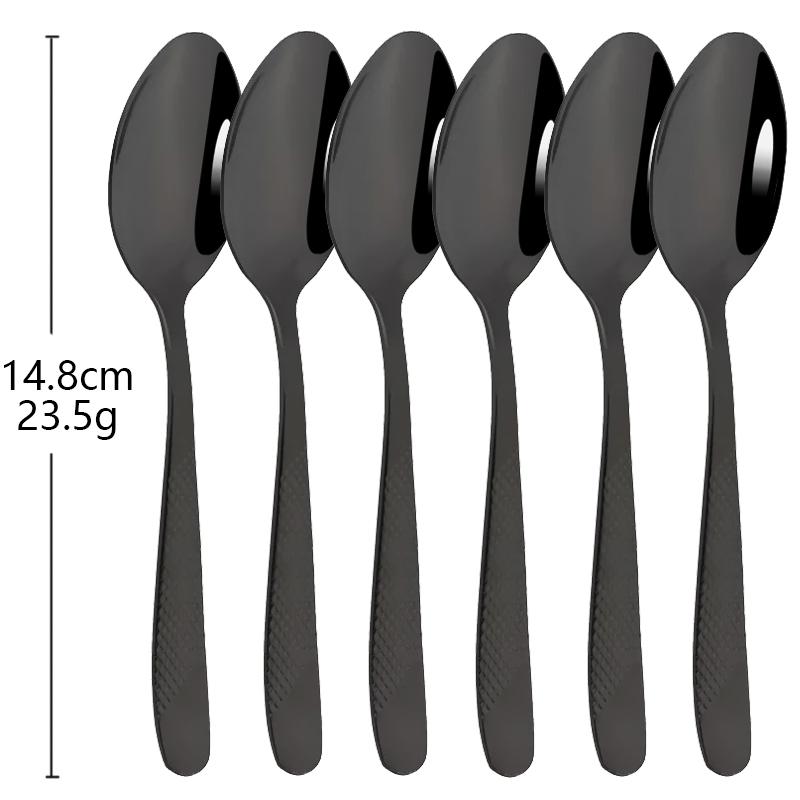 6Pcs Cutlery Stainless Steel Dinner Fruit Fork Colourful Cake Forks With Long Handle Tea Spoons Set for Hotel Party