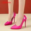 Aphixta 12cm Super High Thin Heels Pumps Women Shoes Pointed Toe Patent Leather Wedding Colorful Dress Stiletto Heel Shoes Woman