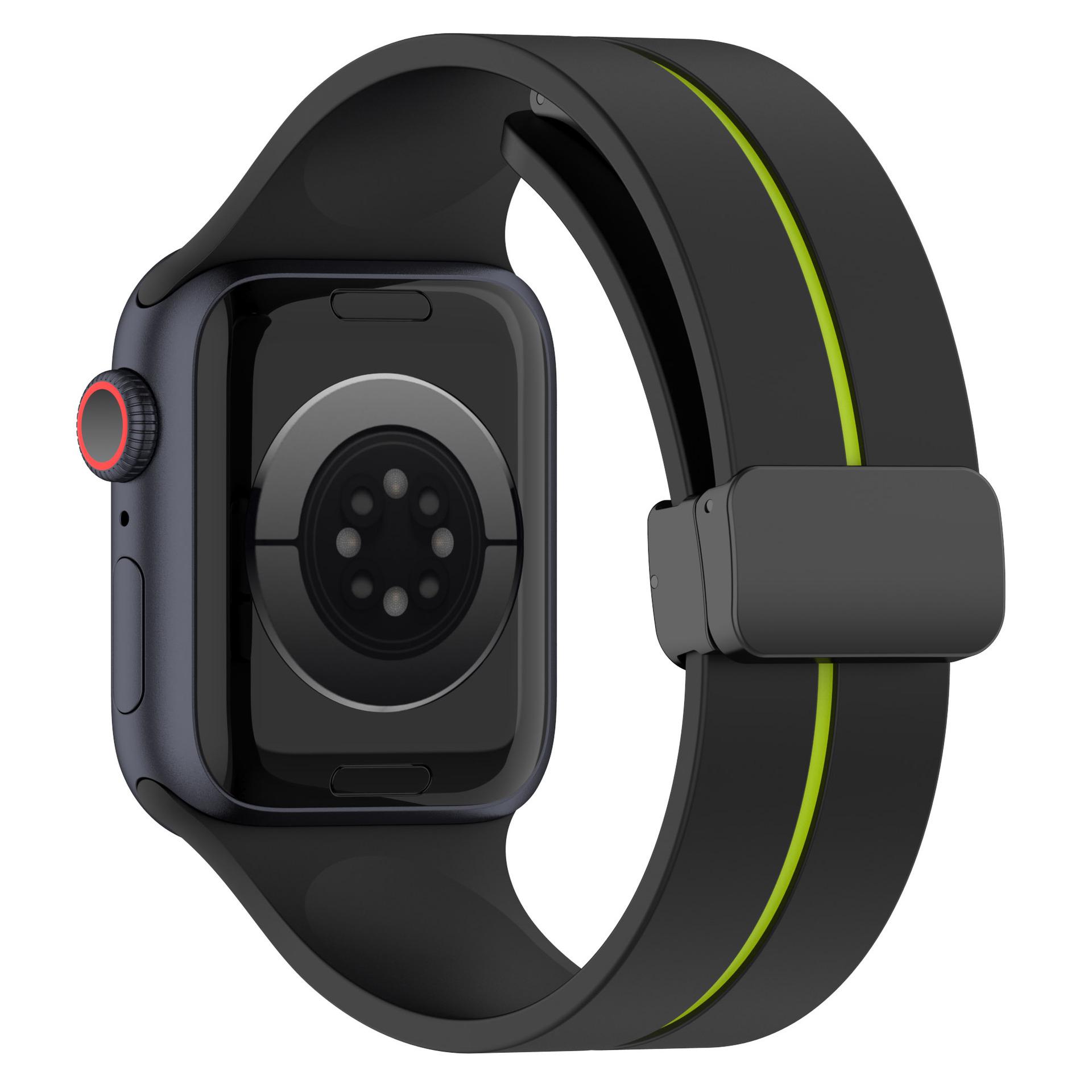 

Apple Watch SE Silicone Magnetic Strap - Solid Color Folding Buckle Wristband 38mm/40mm/41mm