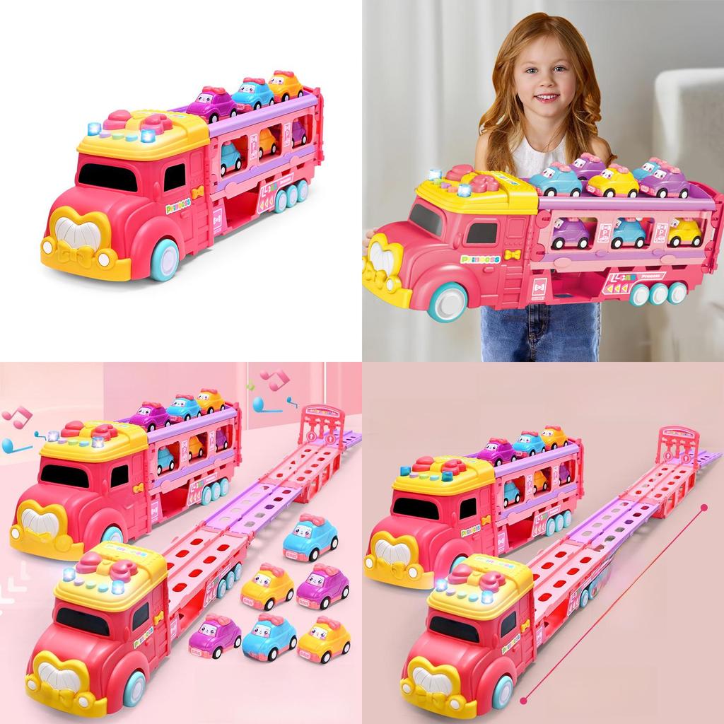 Childrens Multifuntional Inertia Princess Car Toy With Foldable Track For Handeye Coordination