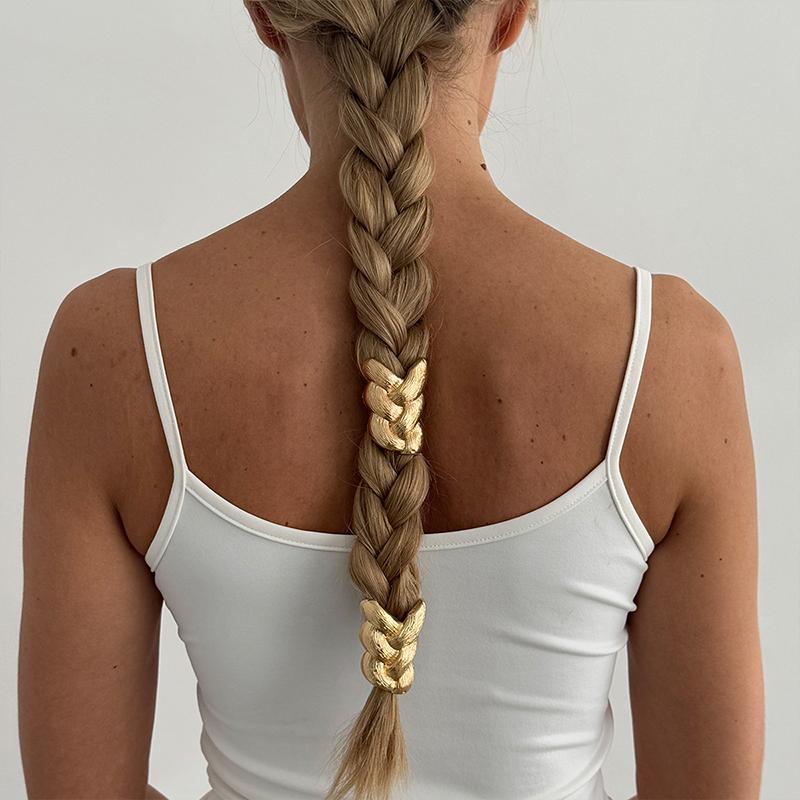 Women Girls Unique Design Ponytail Hair Tie Rubber Band Scrunchies Y2K Hair Accessories Punk Metal Braid Shaped Elastic Headband