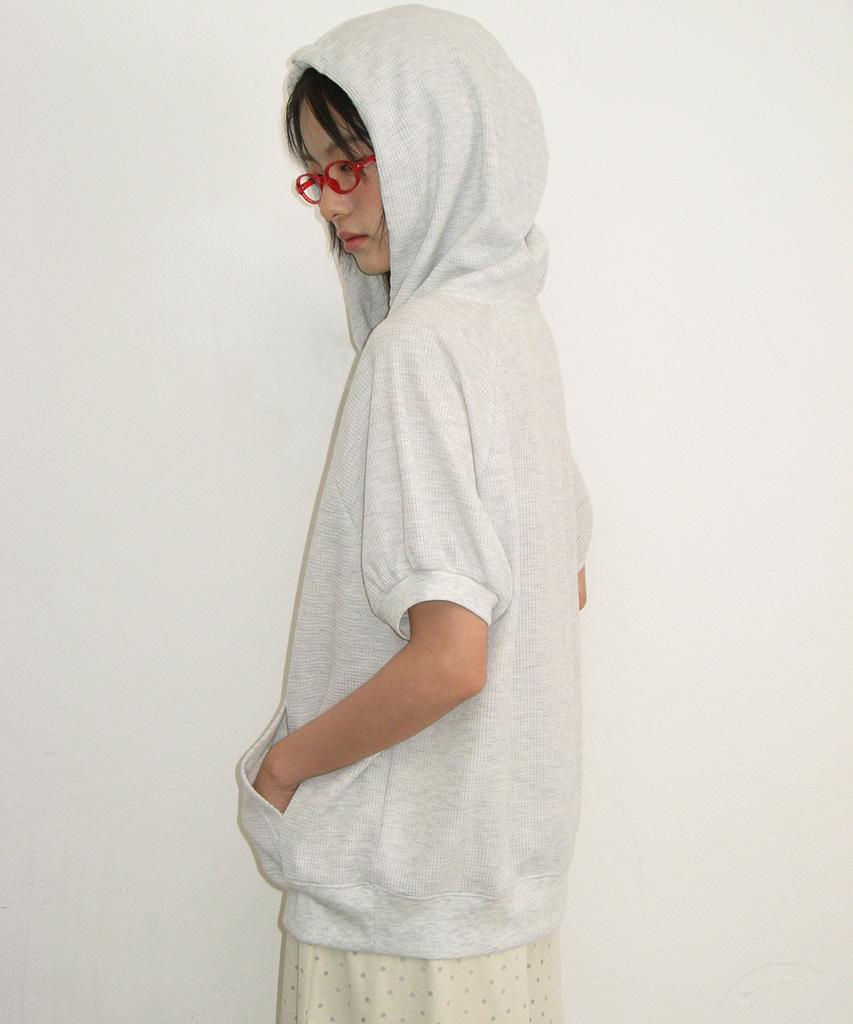 Dot R Half Sleeve Hoodie White Melnage