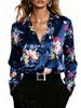 Lady's Elegant Long-sleeved Floral-patterned Shirt, Suitable for Office and Formal Occasions - Machine Washable Top
