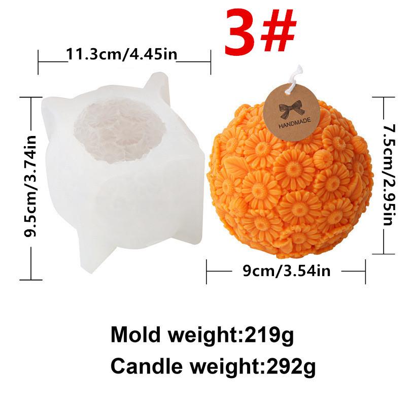 3D Rose Lily Flower Ball Series Silicone Mold DIY Gypsum Aromatherapy Candles Making Mould  Home Decor Valentine's Day Gifts