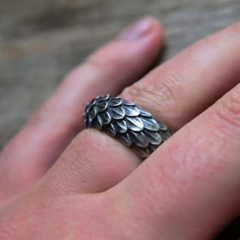 Retro Domineering Dragon Scale Ring for Men, European and American Simple Punk Ring, Fashionable and Versatile